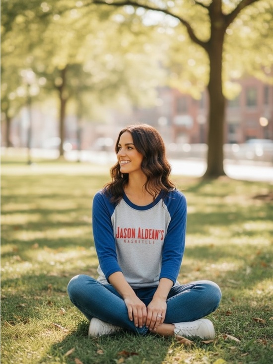 Next Level Apparel Tops - Jason Aldean Blue & Gray Raglan Baseball Tee - Home Accents